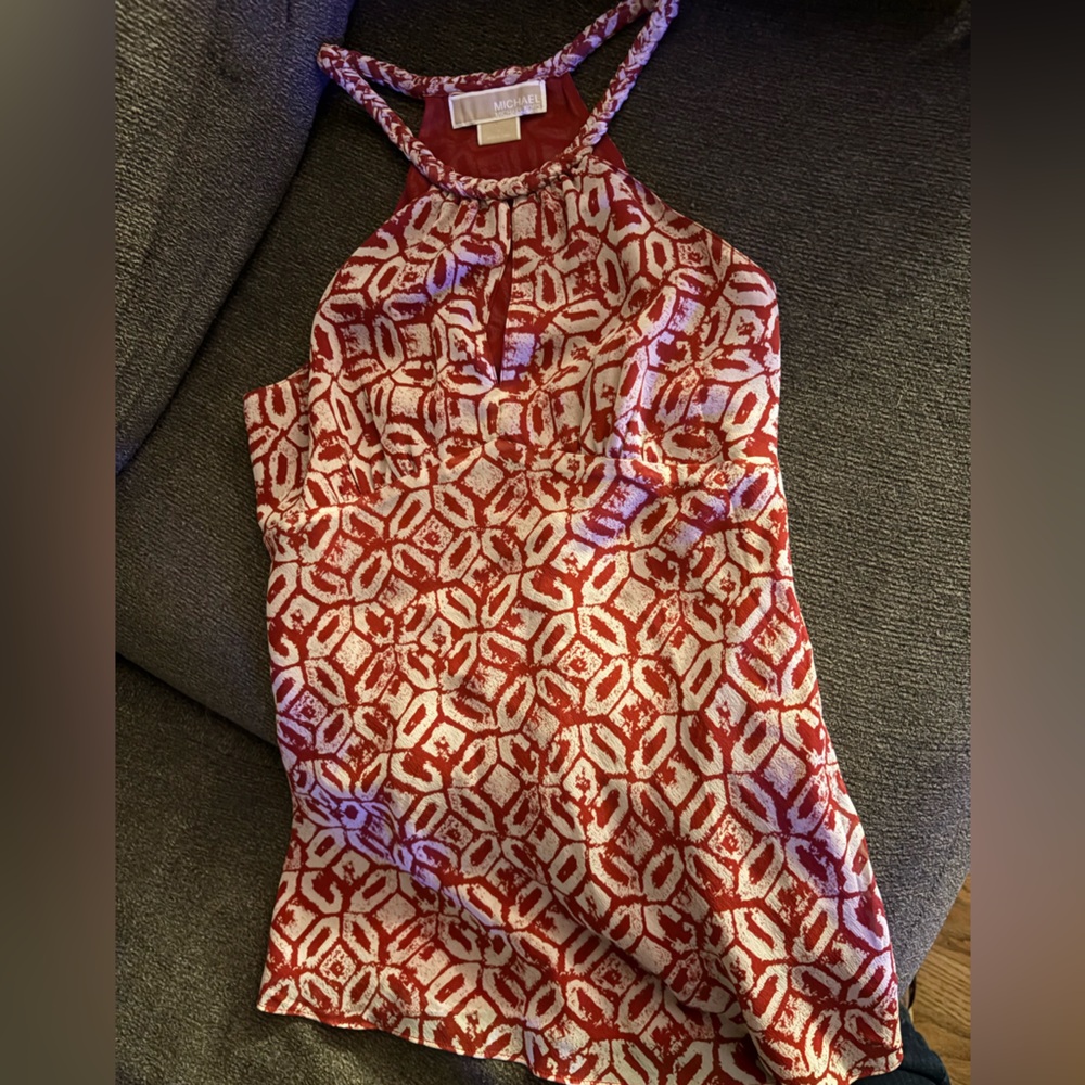 5 for $10 Michael Kors Red and White Halter Top
